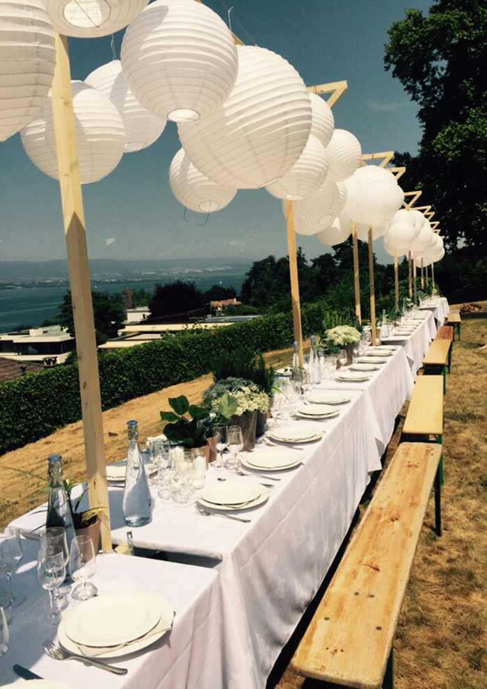Guirlande table mariage lanterne blanche
